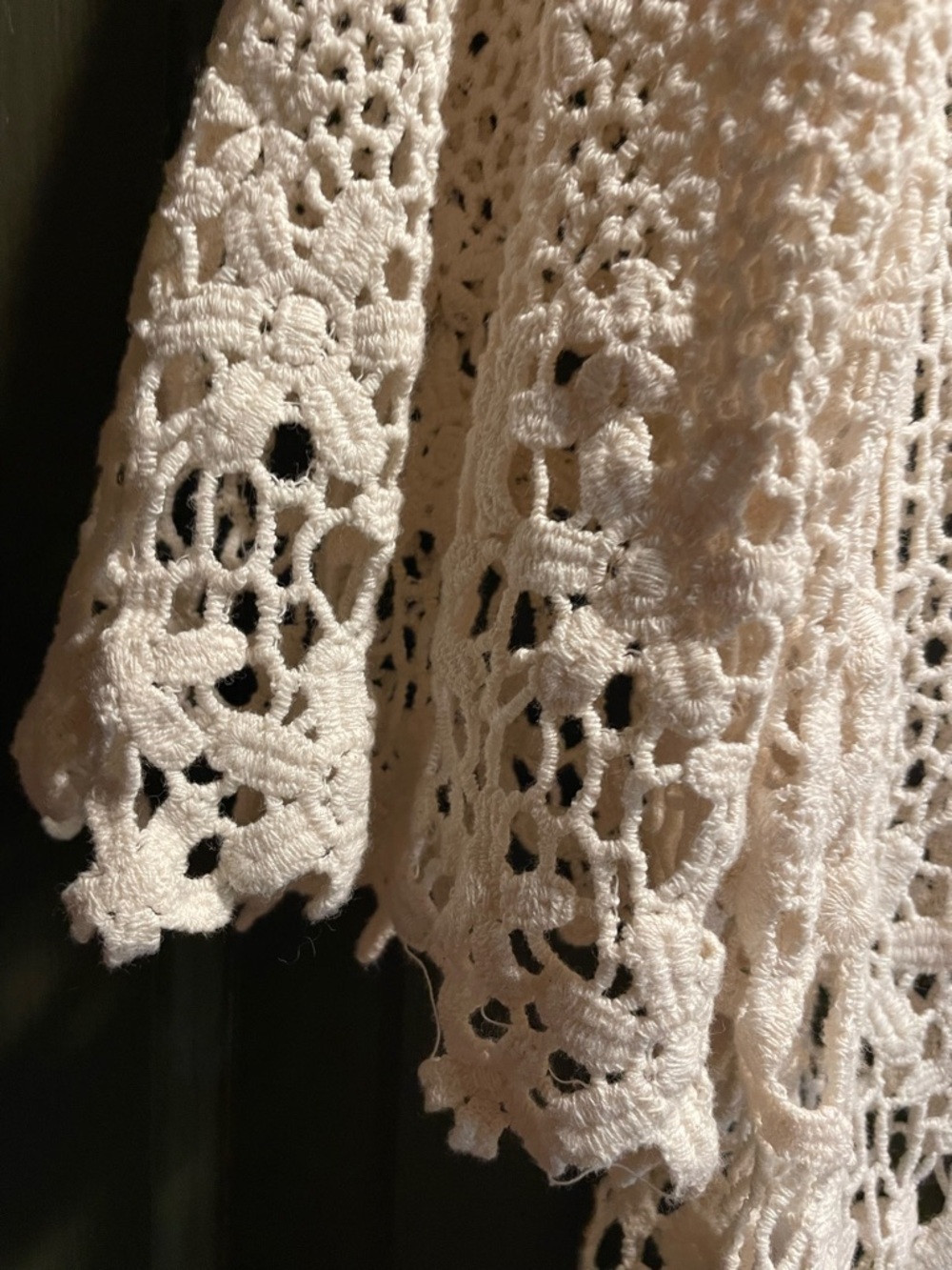 Cream Crochet Open-Knit Sweater Top